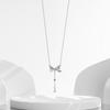 Cadena de clavícula estilo Chanel francés de plata de ley s925 elegante con gota de agua de circón y lazo para suéter cadena de fábrica al por mayor