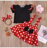 Popular Falda Plisada Infantil Otoño e Invierno de Manga Larga con Dibujos de Lunares Falda con Tirantes Ropa Infantil con Gomita para el Cabello 5t Traje Infantil Europeo y Americano