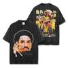 Cross-border retro kobe kobe preto impresso manga curta t-shirt lavado manga longa gola redonda casual moletom com capuz atacado