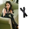 Guantes Negros Largos Cuidadosamente Seleccionados con Terciopelo Elástico para Novias, Vestidos de Novia, Sesiones de Fotos, Estilo Hepburn, Cosplay de Halloween