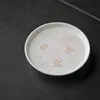 Soporte para tetera con flores de cerezo pintadas a mano de la Dinastía Tang y Song, Plato redondo de cerámica estilo japonés, Plato multiusos para bocadillos de té, Plato de cerámica