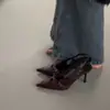 Sandalias elegantes Chuyuji de estilo francés con tira en el talón descubierto, punta fina y hebilla cruzada para mujer, zapatos de vestir versátiles y elegantes
