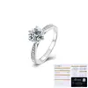 Anel Tonglin Transfronteiriço Mais Vendido com Micro-Incrustações Múltiplas de Diamante Moissanita, Anel de Moissanita Clássico da Moda com Seis Garras, Anel de Prata S925