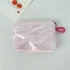 Ins Acolchado Corazón Plateado Linda Cartera para Monedas Pu Color Brillante Bolso Portátil para Cosméticos Cable de Datos Tarjeta de Transporte Bolso para Cosméticos