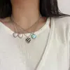 Estilo Japonés y Coreano ins Tendencia Dulce Personalidad Color Amor Collar Estilo Frío Dulce Tablero de Ajedrez Cuadros Cadena de Bolas Cadena de Clavícula