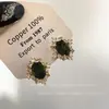 Pendientes de Zirconia Verde Oliva con Diamantes Exquisitos Super Flash Pendientes Estilo Corte Retro Francés Joyería para Orejas de Lujo Ligero de Alta Gama