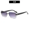 Gafas de sol de moda sin montura con borde cortado para mujer, Gafas de metal versátiles personalizadas, Gafas con protección UV, Sensación de alta gama