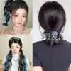 Peruca europeia e americana trançada destacando e tingindo rabo de cavalo cabelo trançado dopamina crescimento capilar quantidade cor mecha de cabelo artefato de trança multifuncional