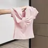 Una generación de resorte de pelo primavera y verano cuello en V algodón Joker delgado temperamento pequeño color sólido manga corta camiseta base para mujer
