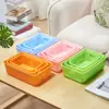 Cesta de Almacenamiento de Plástico Caja de Almacenamiento Rectangular Almacenamiento de Escritorio Cesta Pequeña Organizador Contenedor de Juguetes para Jardín de Niños Cesta de Almacenamiento para Cocina