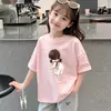 Camiseta Branca de Algodão Puro para Meninas 2026 Novo Estilo de Verão Camiseta de Manga Curta para Meninas, Top Soltinho e Versátil para Estudantes