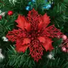 Decoração de Natal Flor de Natal 15cm Flor Artificial com Pó Dourado Árvore de Natal Guirlanda de Presente de Feriado Decoração de Casa