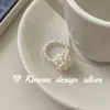 Diseño de Nicho Estilo Coreano Estilo Ins Joyería de Plata Plata de Ley S925 Anillo Elástico de Grano de Arroz Palomita Perla Natural