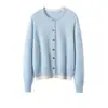 26 Outono Inverno Novo Cardigã Feminino de Cashmere com Patchwork Falso de Duas Peças Suéter Simples de Tricô com Gola Redonda Manga Longa Top Feminino