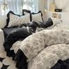 Conjunto de Quatro Peças de Algodão com Renda Estilo Coreano Conjunto de Três Peças Saia de Cama Cobertor de Colcha Algodão Estilo Francês Estilo Ins Estilo Princesa Roupa de Cama