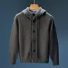 Cárdigan de Punto con Capucha para Hombre, Chaqueta Suéter Casual Estilo Coreano, Ropa Exterior Gruesa y Cálida para Hombre para Otoño e Invierno, Ropa Exterior Casual de Moda