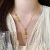 Nuevo Collar de Calabaza Antiguo Dorado Arena Estilo Chino Microincrustado para Mujer, Cadena Clavicular Retro de Alta Gama, Accesorio de Lujo Ligero de Nicho