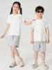 Conjunto de Shorts de Manga Corta de Seda Helada de Secado Rápido para Verano para Niños Mayores, Conjunto Deportivo de Malla para Entrenamiento Estudiantil