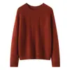 Suéter de cachemira para mujer, cuello redondo, tejido de ochos, manga larga, corte holgado, top adelgazante, jersey, capa base cálida, estilo casual