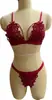 Conjunto de Lencería Sexy de Encaje Rosa Estilo Francés con Escote Profundo en V y Braguita para Mujer, Conjunto de Tres Piezas Inalámbrico Transparente con Calados
