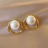 Pendientes de Perla con Aguja de Plata S925 de Gama Alta Estilo Retro Simple Europeo y Americano Pendientes Colgantes Versátiles para el Día a Día Venta al por Mayor