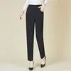 Calças femininas para primavera e outono, cintura alta, plus size, perna reta, adequadas para mulheres de 50 anos, outono e inverno, forradas com fleece, espessadas, para mulheres de meia-idade e idosas