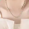 Colar com pingente de gota de óleo colorido contrastante estilo francês, pulseira para clavícula, joias de aço titânio para meninas, conjunto de joias