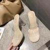 Zapatos de Plataforma de Tacón Alto Impermeables de Nuevo Estilo de Verano para Mujer, Sandalias de Cristal Transparentes para Uso Exterior, Diseño de Estilo Europeo y Americano al por Mayor