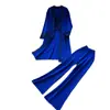 Conjunto de dos piezas de cárdigan de punto de estilo casual y pantalones de pierna ancha para mujer, atuendo adelgazante para el commute de otoño, conjunto de tres piezas de suéter