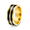 Amazon Transfronterizo Modelo Nuevo Goteo de Aceite Raya Negra Estilo Ins Japonés y Coreano Accesorios Pequeños Anillos de Pareja para Hombres y Mujeres Juego de Anillos de Acero Inoxidable