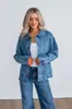 Atacado Transfronteiriço Europeu e Americano da Amazon Outono de 2025 Novo Casaco Feminino de Botão Único Jaqueta Jeans 89212