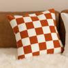 Nórdico ins lujo ligero vintage ajedrez a cuadros almohada sala de estar sofá funda de almohada sala modelo cojín de felpa almohada de cintura