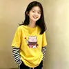 Camiseta de manga larga de dos piezas de imitación para niñas 2026 primavera/otoño elegante camiseta básica de algodón puro para niños mayores