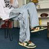 Moda Pu calças bonitas meninos primavera e outono ins solto jeans casuais oversize calças retas perna larga