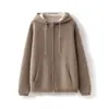 Cárdigan con capucha de cachemir grueso para invierno para mujer, suéter grueso, abrigo holgado, sudadera con capucha tejida, suave y cómoda, cuello redondo