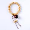 Ping An Leche de Fruta Rosario Amarillo de Mano Carbón Natural Bodhi Bellota Pequeña Cuerda de Mano Cuentas de Buda Juego Mano Torcida Venta al por Mayor