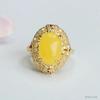 Anillo de Cera de Abejas Natural Guan Yu Aceite de Pollo Ámbar Amarillo Anillo Joyería Vintage para Mujer Venta al por Mayor Dropshipping S4071103L