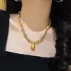 Colar de Pérolas Shijia Dourado Cor Café de Alto Brilho de Alta Qualidade Estilo Francês Outono e Inverno Corrente de Clavícula Pingente para Mulheres
