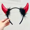 Bestseller transfronterizo Halloween diadema con cuernos de diablo de plumas negras tocado festival de fantasmas Halloween accesorio para el pelo diadema disfraz de fiesta