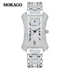 Mokago 8120 Relógio Luxo Leve Céu Estrelado Totalmente Diamantado Design Aerodinâmico Feminino Relógio de Quartzo Totalmente Diamantado