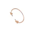 Pulsera de Latón Chapado en Oro de Alta Calidad para Comercio Exterior, Nudo de Amor de Doble Giro Abierto, Personalidad Creativa, Simple