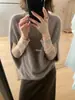 Hers Doce Outono-Inverno Estilo Coreano Casual Solto Emagrecedor Gola Redonda Manto Sem Mangas Suéter Quente para Mulheres 66974