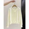 Cárdigan de punto con ambiente relajado para mujer, suéter top casual de una fila de botones para primavera y otoño, chaqueta versátil de estilo perezoso