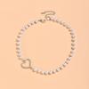 Collar Coreano Ins Girly Corazón Recortado Diamante Flash Corazón Moda Cadena Clavícula Perla Imitación con Forma de Corazón Cuello