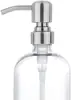 Suministro directo de fábrica botella de vidrio transparente botella Boston 500ml cabeza de bomba de presión de acero inoxidable botella de gel de ducha dispensador de jabón