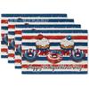 Mantel individual con estampado de estrellas rojas y azules, con diseño de estrellas y zapatos de cuero a rayas, con estampado de enanos, de lino y aislamiento térmico, para el Día de la Independencia de EE. UU.