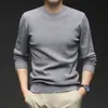Nueva colección Otoño/Invierno 2026: suéter de punto jacquard para hombre, color liso, cuello redondo, casual y elegante, diseño simple, perfecto como capa base
