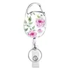 Porta-credencial retráctil de aleación de zinc y ABS en stock con diseños creativos de flores, estampado de leopardo y hojas, personalizable