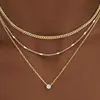 Nuevo collar de diseño de nicho multicapa estilo ins transfronterizo, collar de cadena cubana para clavícula de moda europea y americana para mujer