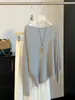 Top de punto de lana de seda irregular estilo coreano con mangas murciélago para mujer, nuevo para principios de otoño, suelto, adelgazante, de manga larga